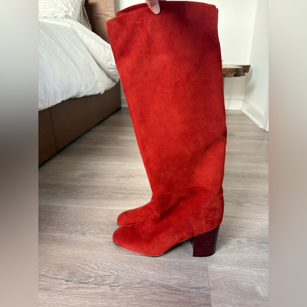 Stuart Weitzman Red Suede Heeled Boots